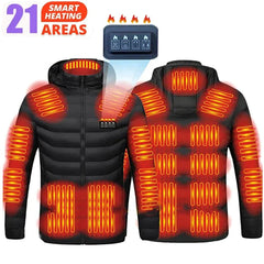 الرجال 21 مناطق سترة ساخنة USB الشتاء في الهواء الطلق التدفئة الكهربائية السترات الدافئة Sprots معطف حراري الملابس سترة قطن قابلة للتسخين