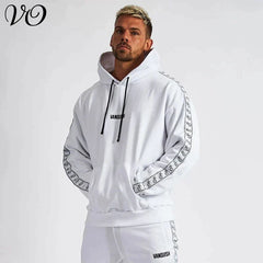 Men Oversized Pullover Hoodie Cotton Round Neck Embroidered Coat Gym Sports Fitness Sportswear Gym Running Training Loose Hoodie